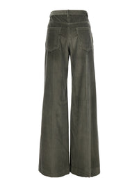 Brunello Cucinelli Women Brown Pants With Monile On The Belt Loop And Wide Leg In Corduroy For Women