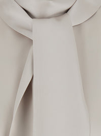 BRUNELLO CUCINELLI Brunello Cucinelli Women Beige Blouse With Bow Collar And Monile Decoration In Silk For Women