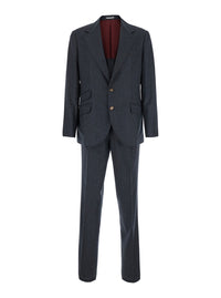 BRUNELLO CUCINELLI Brunello Cucinelli Men Grey Single-Breasted Suit With Notched Revers In Wool For Men