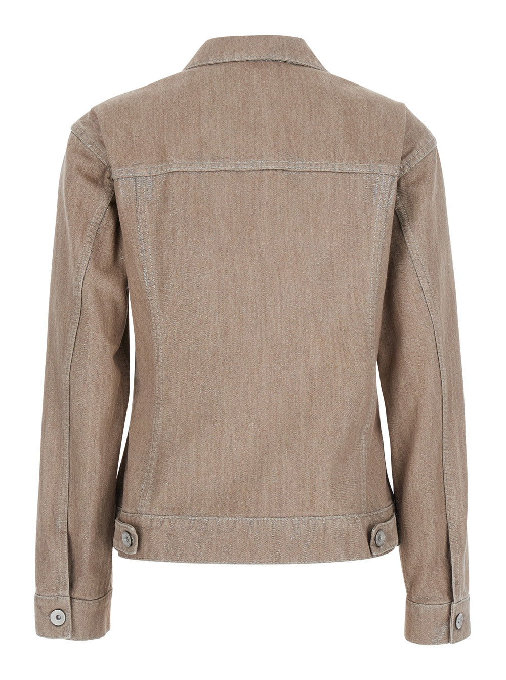 Brunello Cucinelli Women Beige Jacket With Classic Collar And Two Flap Pockets On The Front In Denim For Women