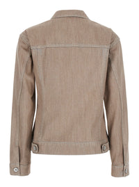 Brunello Cucinelli Women Beige Jacket With Classic Collar And Two Flap Pockets On The Front In Denim For Women