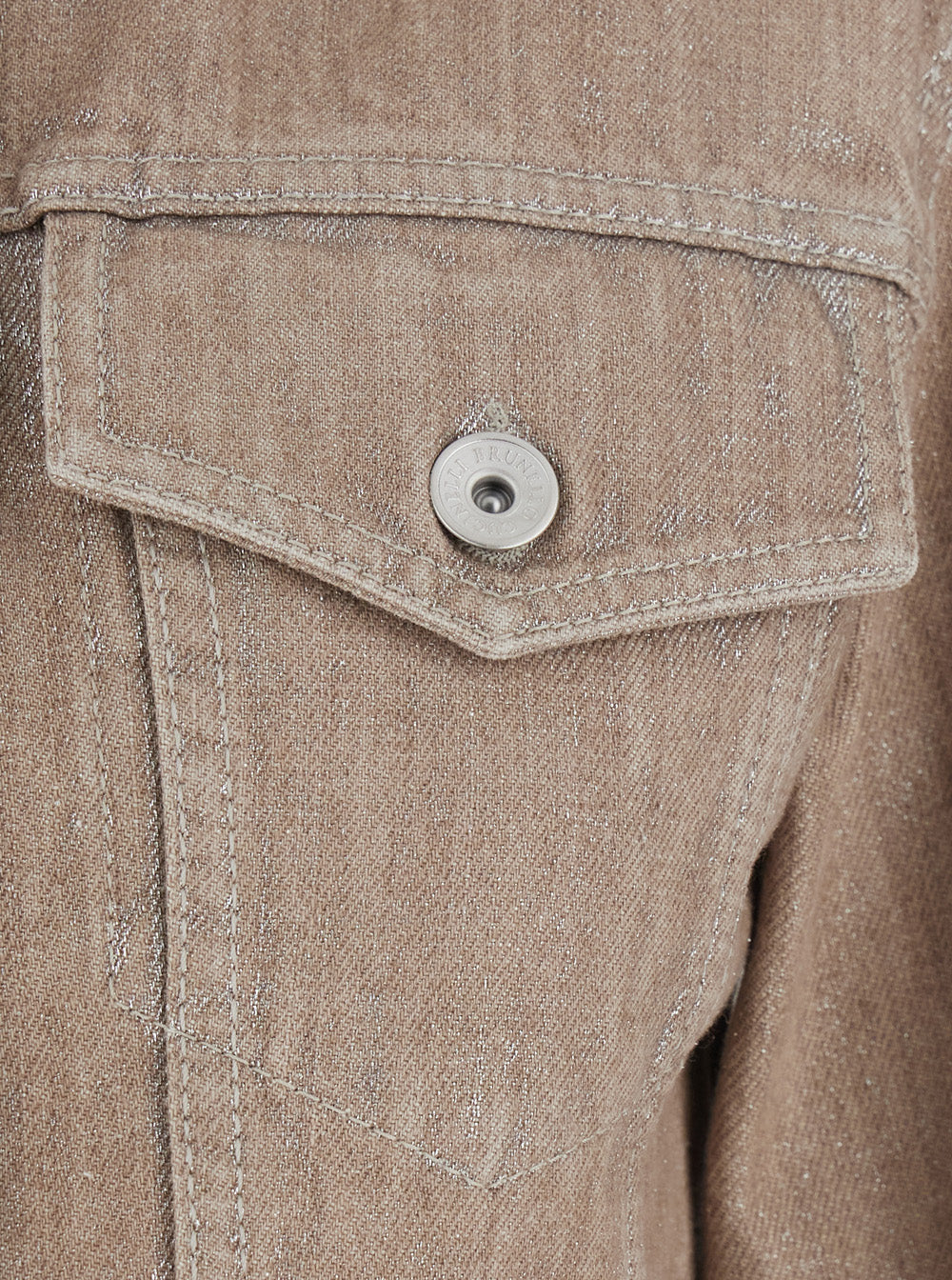 Brunello Cucinelli Women Beige Jacket With Classic Collar And Two Flap Pockets On The Front In Denim For Women