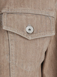 Brunello Cucinelli Women Beige Jacket With Classic Collar And Two Flap Pockets On The Front In Denim For Women