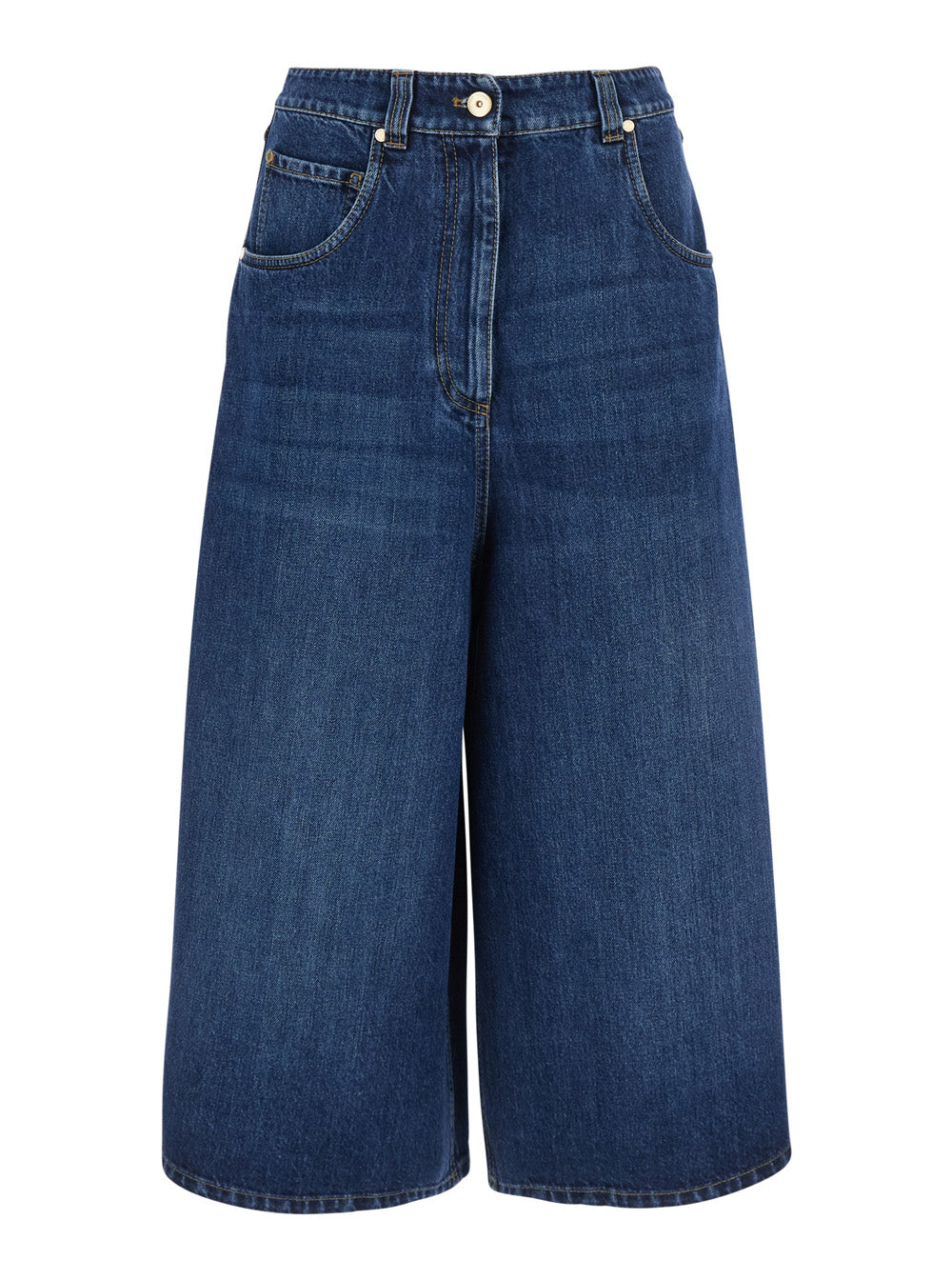 Brunello Cucinelli Women Blue Shorts With Monile On The Back In Denim For Women