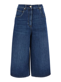 Brunello Cucinelli Women Blue Shorts With Monile On The Back In Denim For Women