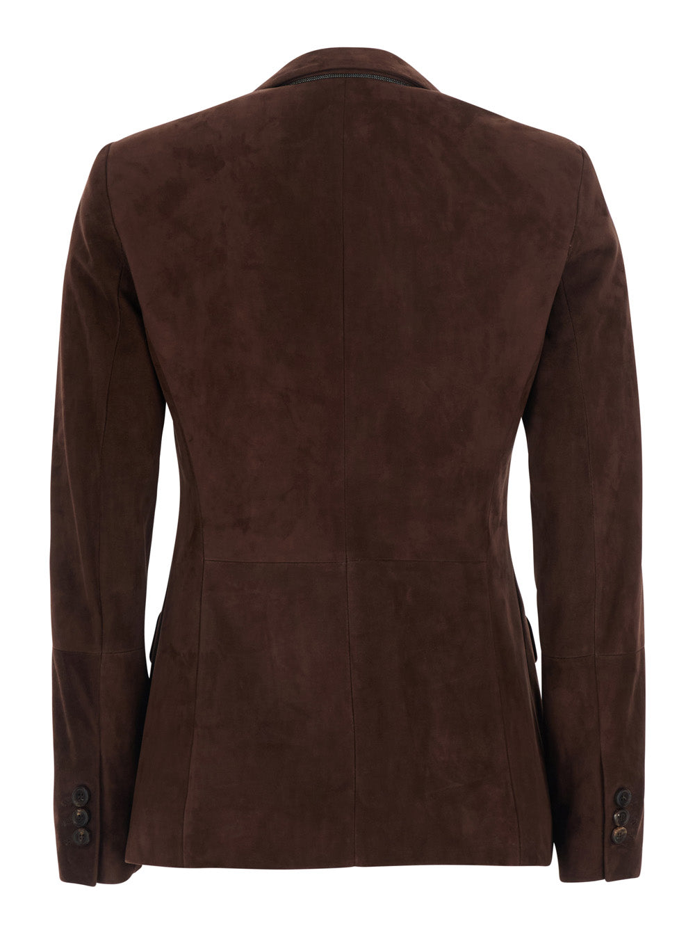 Brunello Cucinelli Women Brown Single-Breasted Jacket With Peak Revers In Suede For Women