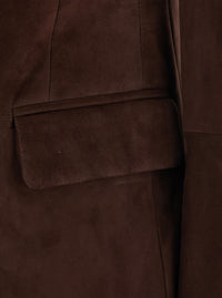 Brunello Cucinelli Women Brown Single-Breasted Jacket With Peak Revers In Suede For Women