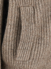 Brunello Cucinelli Women Brown High-Neck Cardigan With Front Zip Closure In Wool For Women