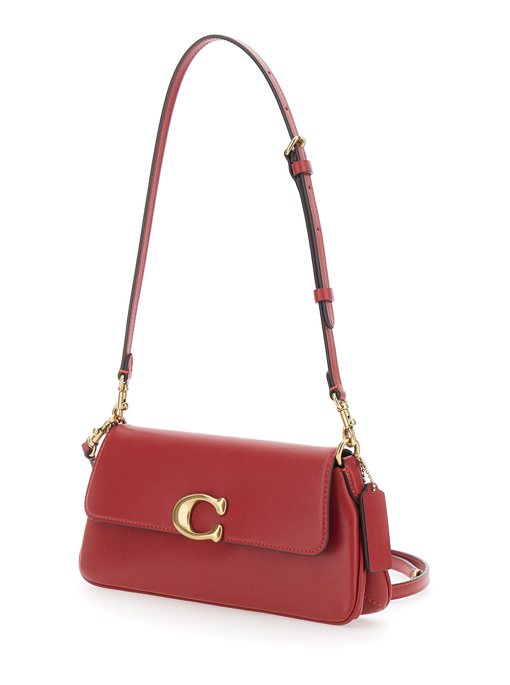 Coach Women Red Crossbody Bag With Logo Plaque On The Front And Adjustable And Removable Red Strap In Leather For Women