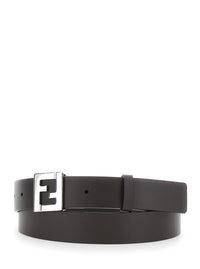 Fendi Men Brown Belt With Ff Plate In Leather For Men