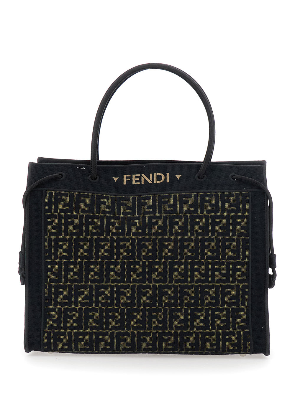FENDI Fendi Women Brown Shopping Bag With Logo Lettering On The Front An Drawstring In Ff Canvas For Women
