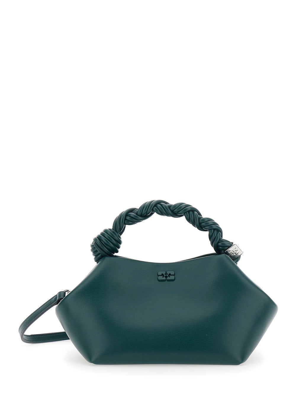 Ganni Women 'Bou' Green Small Handbag With Woven Handle And Adjustable And Removable Strap In Ecoleather For Women