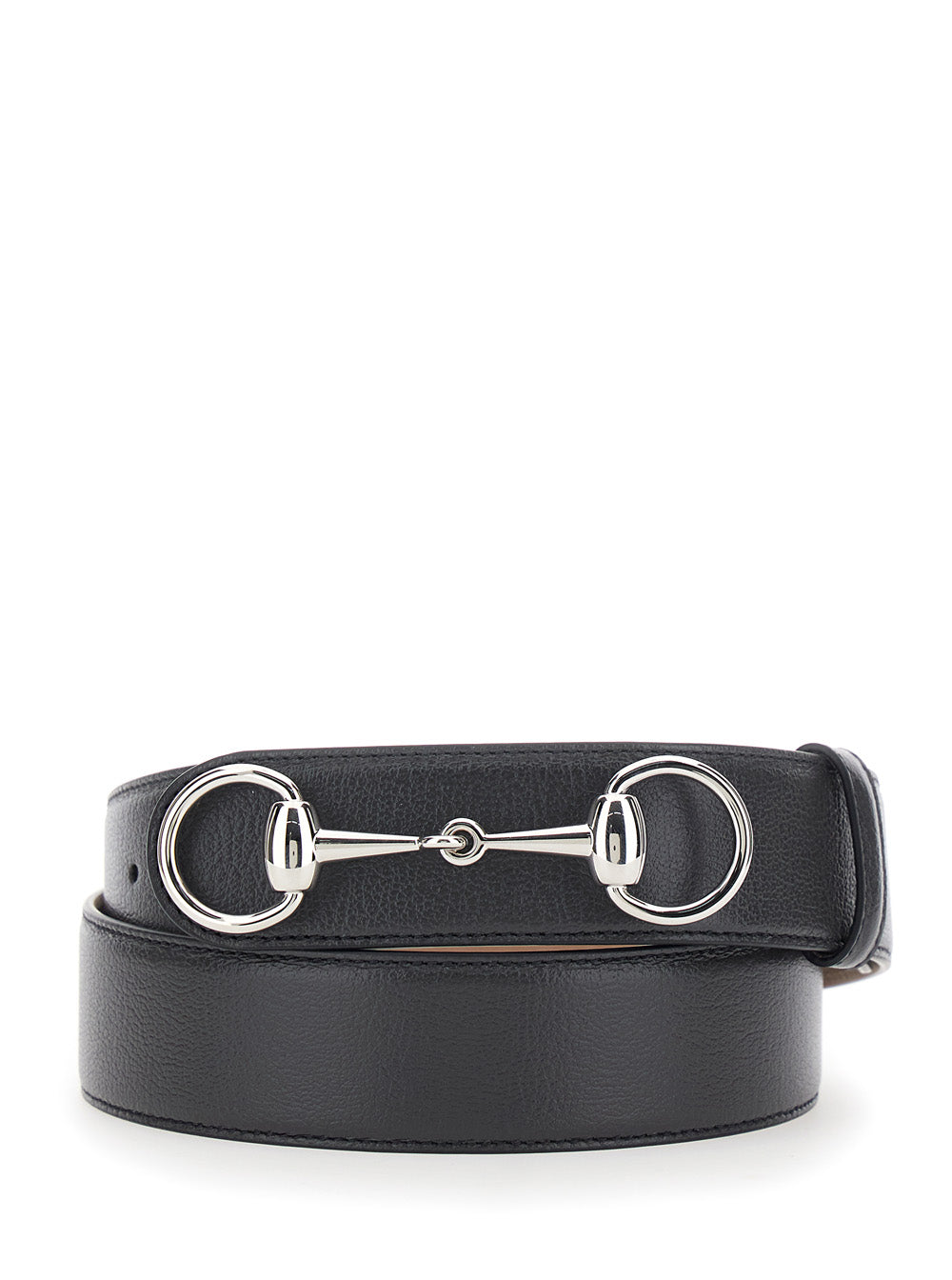 Gucci Men Black Belt With Horsebit On The Front In Leather For Men