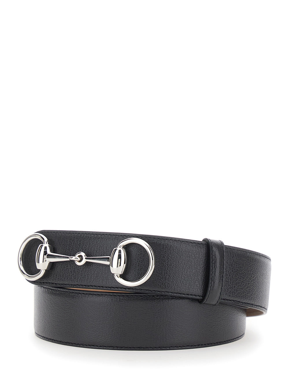 Gucci Men Black Belt With Horsebit On The Front In Leather For Men