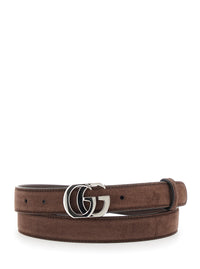 GUCCI Gucci Women Brown Suede Gg Buckle Belt For Women