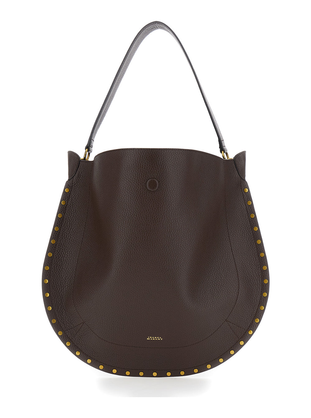 Isabel Marant Women 'Oskan' Brown Shoulder Bag With Top Handle And Studs In Leather For Women