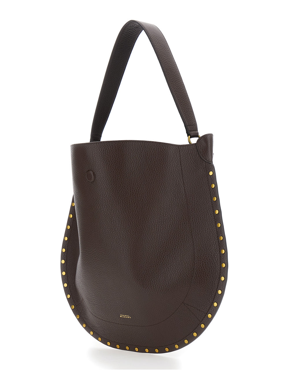 Isabel Marant Women 'Oskan' Brown Shoulder Bag With Top Handle And Studs In Leather For Women