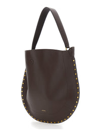 Isabel Marant Women 'Oskan' Brown Shoulder Bag With Top Handle And Studs In Leather For Women