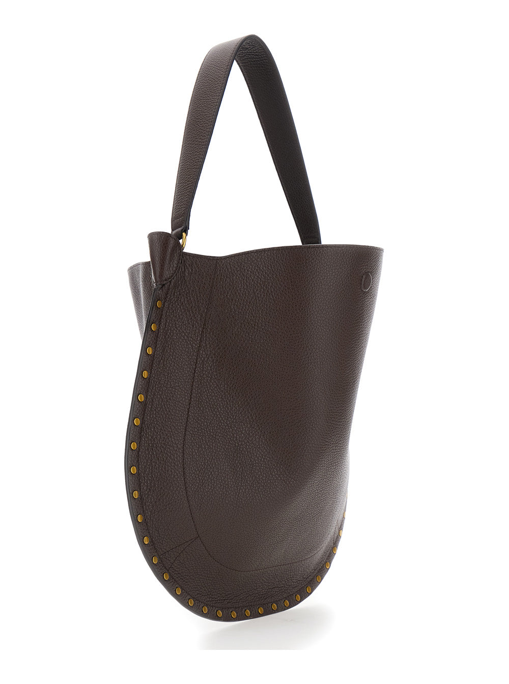 Isabel Marant Women 'Oskan' Brown Shoulder Bag With Top Handle And Studs In Leather For Women