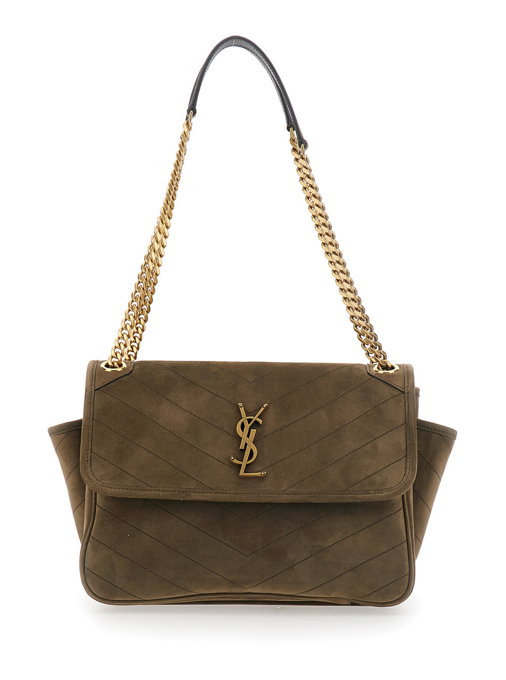 SAINT LAURENT Saint Laurent Women Ysl Bo Niki Tripouch Suede Satin Calf