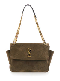 SAINT LAURENT Saint Laurent Women Ysl Bo Niki Tripouch Suede Satin Calf