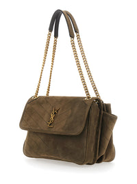 SAINT LAURENT Saint Laurent Women Ysl Bo Niki Tripouch Suede Satin Calf