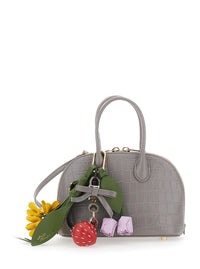 Self-Portrait Women Gray Mini Bag With Adjustable And Removable Shoulder Strap And Charm On The Front In Leather For Women