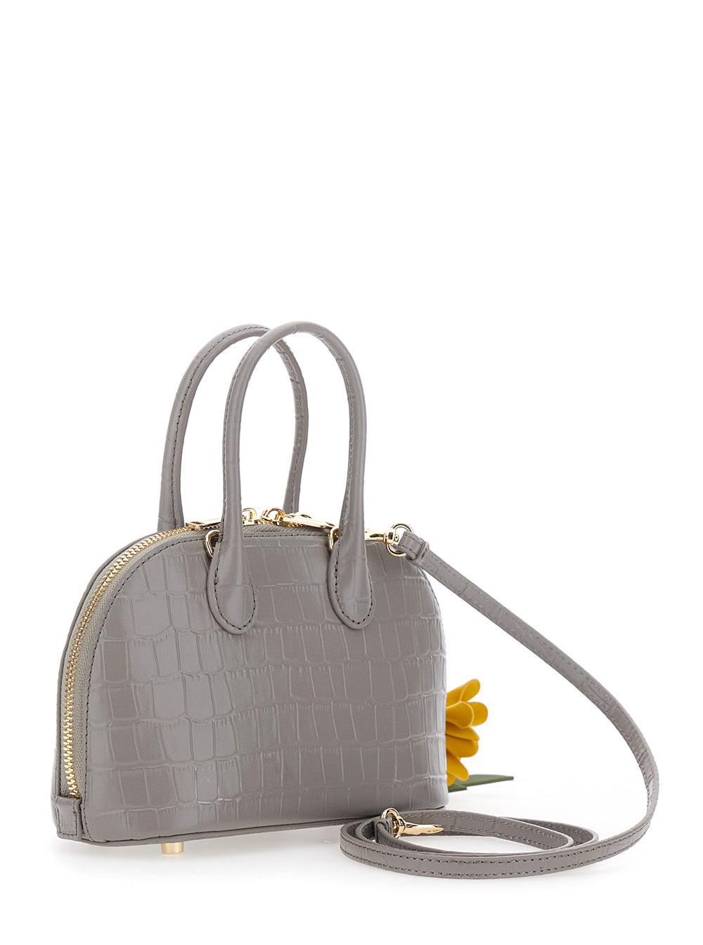 Self-Portrait Women Gray Mini Bag With Adjustable And Removable Shoulder Strap And Charm On The Front In Leather For Women