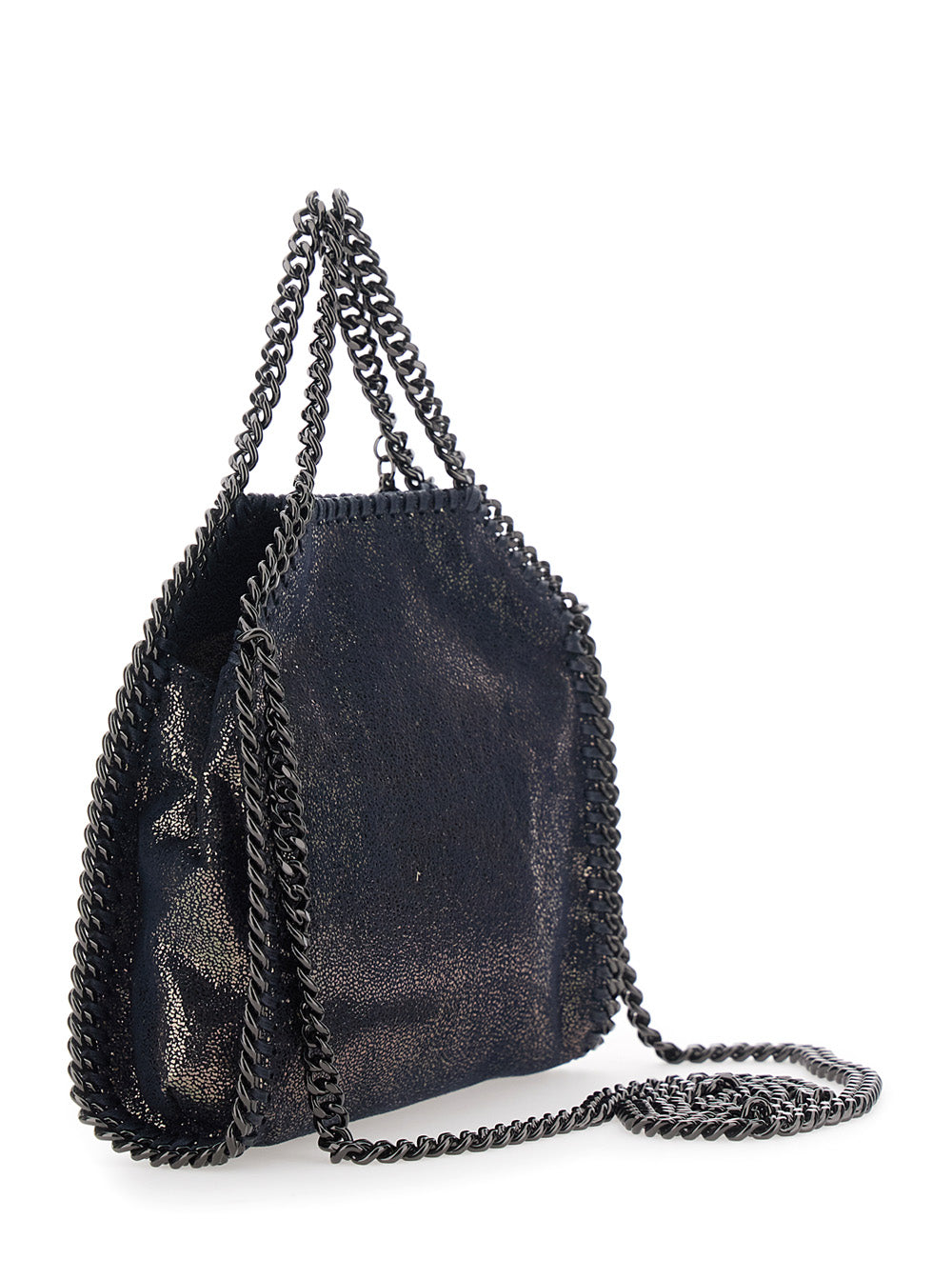 STELLA MCCARTNEY Stella Mccartney Women Falabella Tiny Tote Bag With Dark Ruthenium Chain And Blue Ecoleather