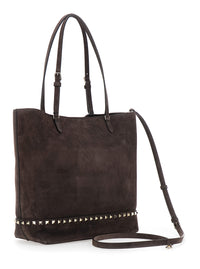 VALENTINO GARAVANI Valentino Garavani Women Brown Medium Tote Bag With Shoulder Strap And Rockstud In Suede For Women