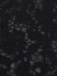Fendi Women Black Flared Midi Skirt With Lace Embroidery In Cotton Blend For Women