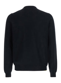 Fendi Men Black V-Neck Sweater With Logo Lettering On The Front In Wool For Women