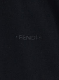 Fendi Men Black V-Neck Sweater With Logo Lettering On The Front In Wool For Women