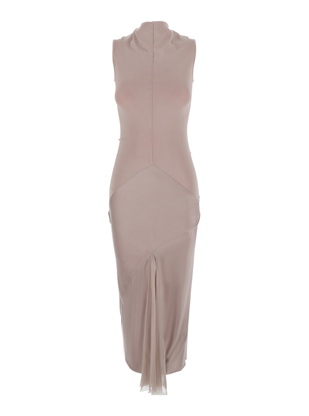 Rick Owens Women Pink Dress With Cowl Neckline And Off-Shoulder Design In Blend Viscose For Women