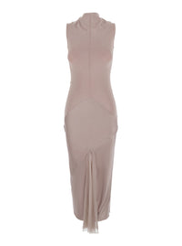 Rick Owens Women Pink Dress With Cowl Neckline And Off-Shoulder Design In Blend Viscose For Women