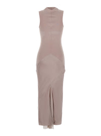 Rick Owens Women Pink Dress With Cowl Neckline And Off-Shoulder Design In Blend Viscose For Women