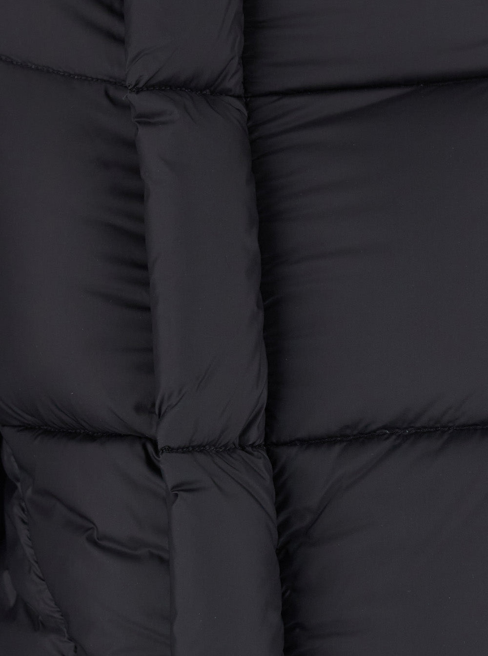 Rick Owens Women Black Down Jacket With High Collar And Off-Center Zip Closure And Asymmetrical Hem In Tech Fabric For Women