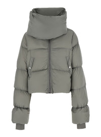 Rick Owens Women Gray Down Jacket With High Collar And Two Welt Pockets On The Front In Tech Fabric For Women