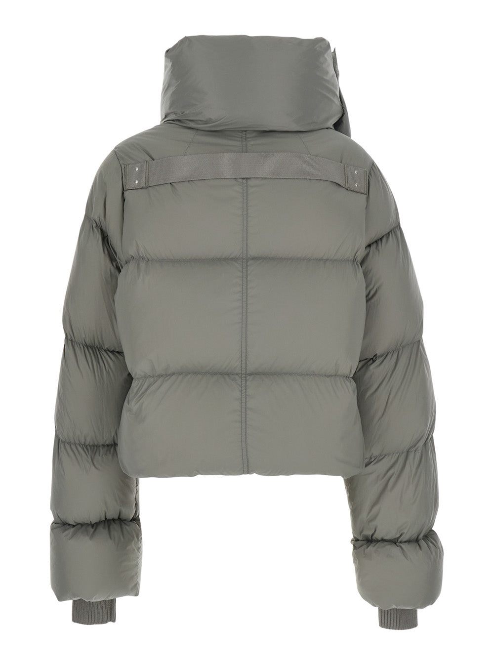 Rick Owens Women Gray Down Jacket With High Collar And Two Welt Pockets On The Front In Tech Fabric For Women