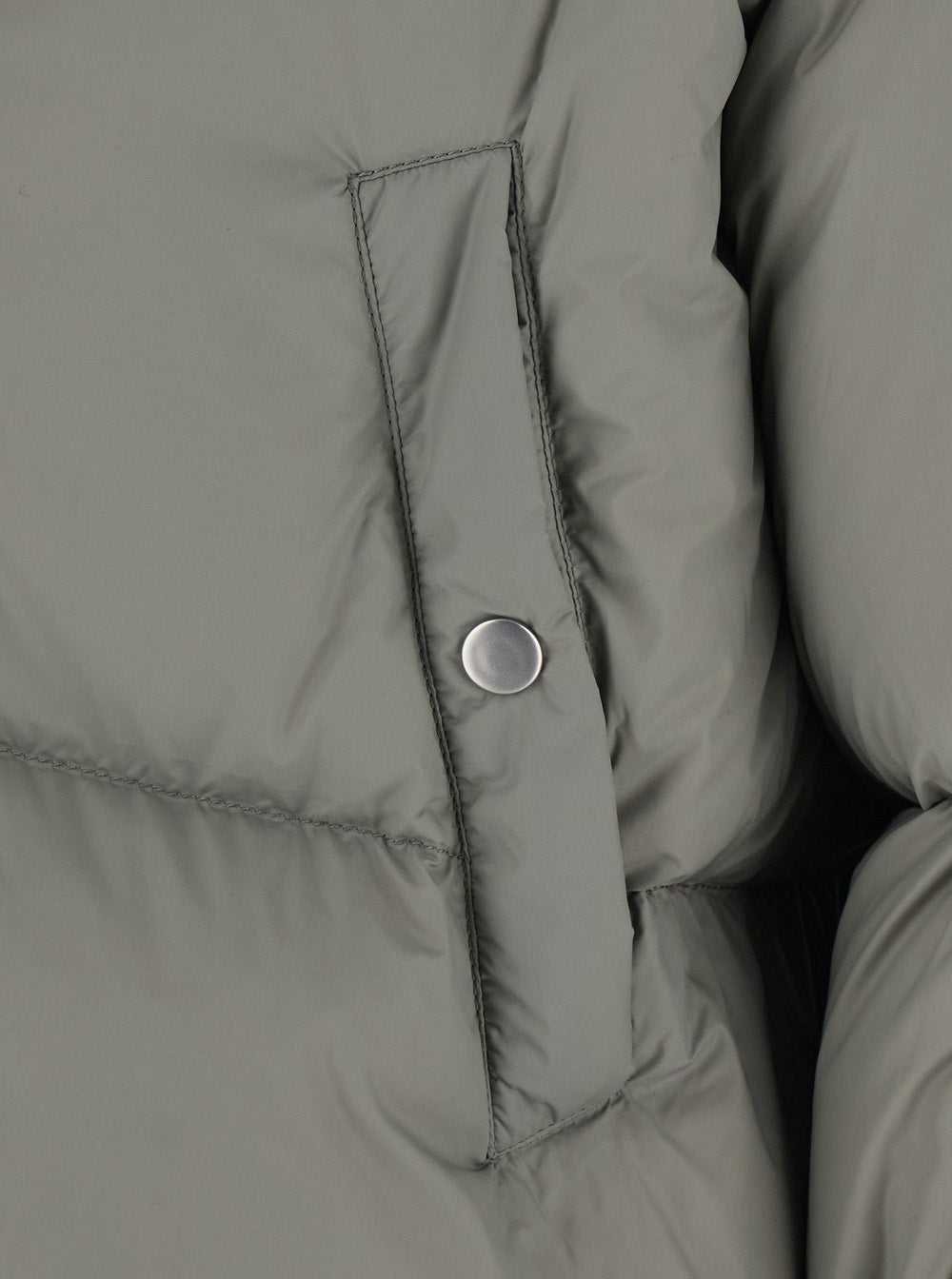 Rick Owens Women Gray Down Jacket With High Collar And Two Welt Pockets On The Front In Tech Fabric For Women