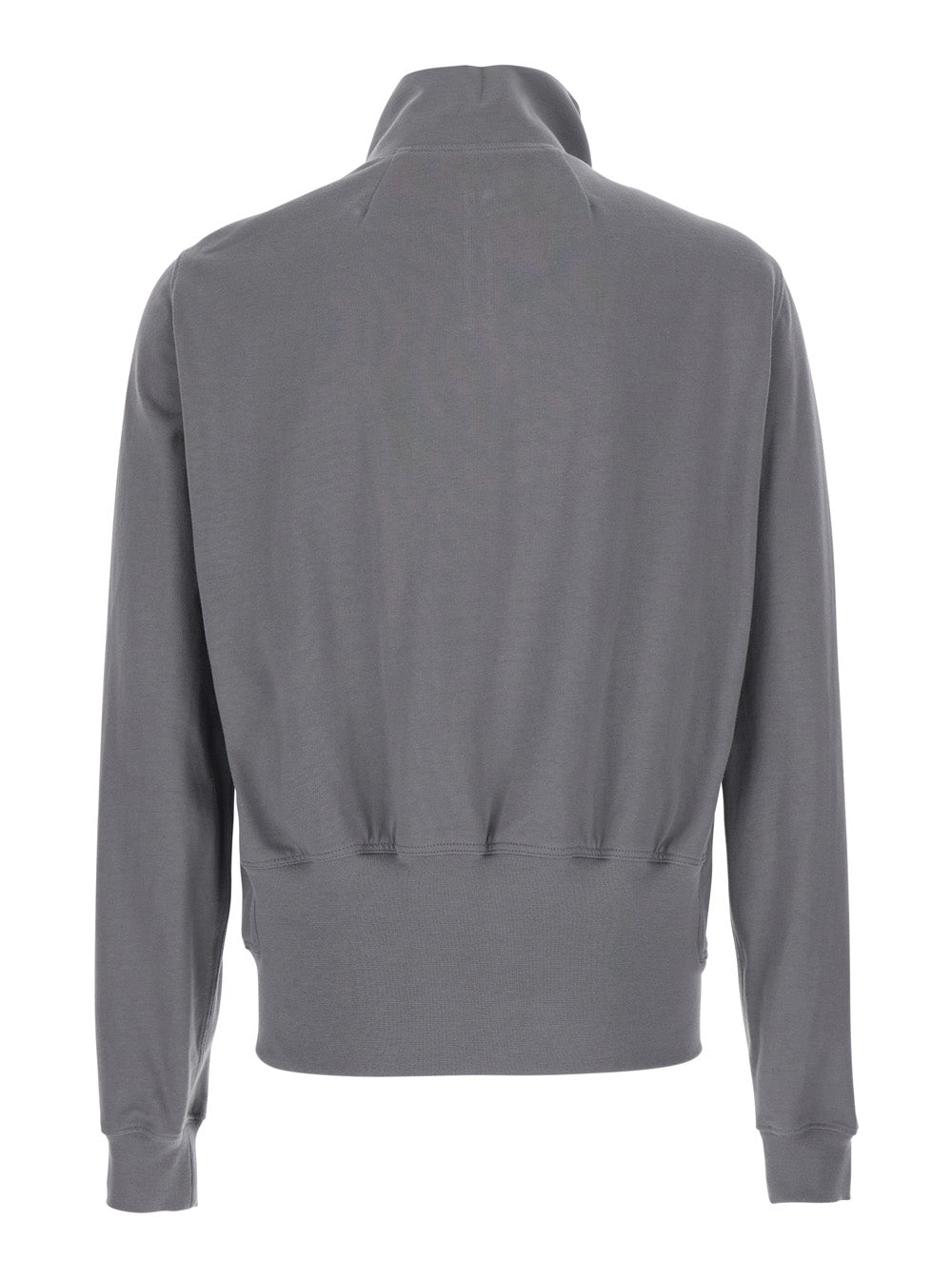 Rick Owens Men 'Bauhaus Jogger' Grey Sweatshirt With High Collar And Asymmetrical Zip Closure In Cotton For Men