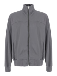 Rick Owens Men Grey Zip-Up Sweatshirt With High Neck In Cotton For Men