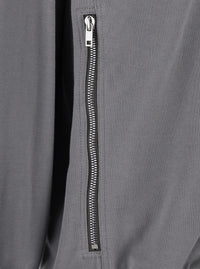 Rick Owens Men Grey Zip-Up Sweatshirt With High Neck In Cotton For Men
