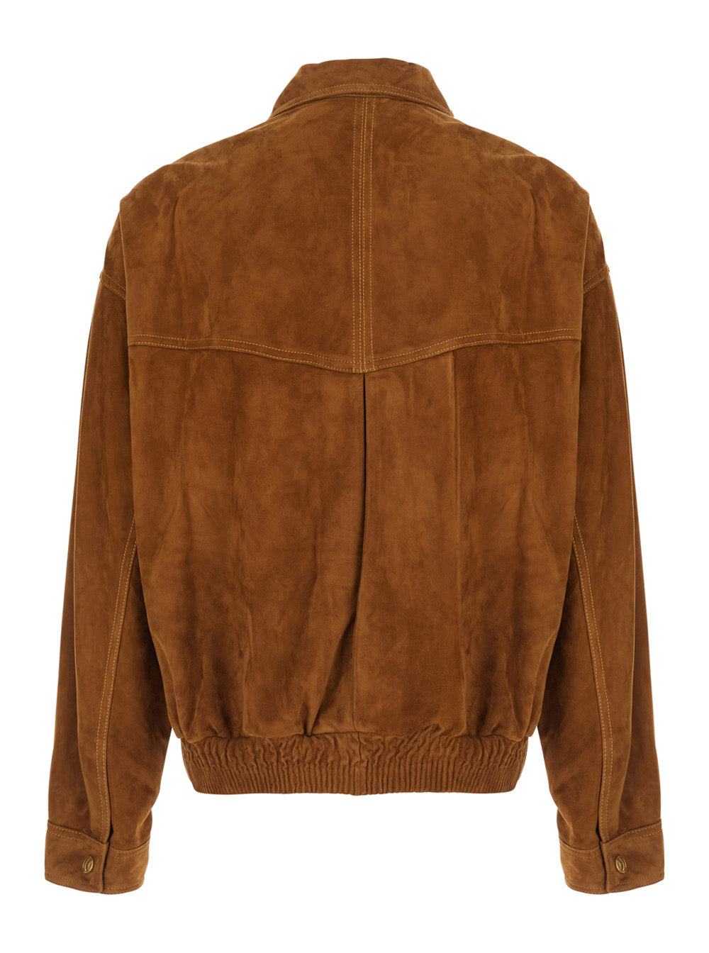 Versace Men Beige Jacket With Classic Collar And Logoed Jewel Buttons In Suede For Men