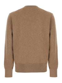 Ami Paris Men Beige Crewneck Sweater With Adc Embroidery On The Front In Blend Wool Men