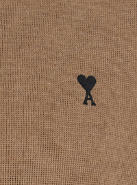 Ami Paris Men Beige Crewneck Sweater With Adc Embroidery On The Front In Blend Wool Men