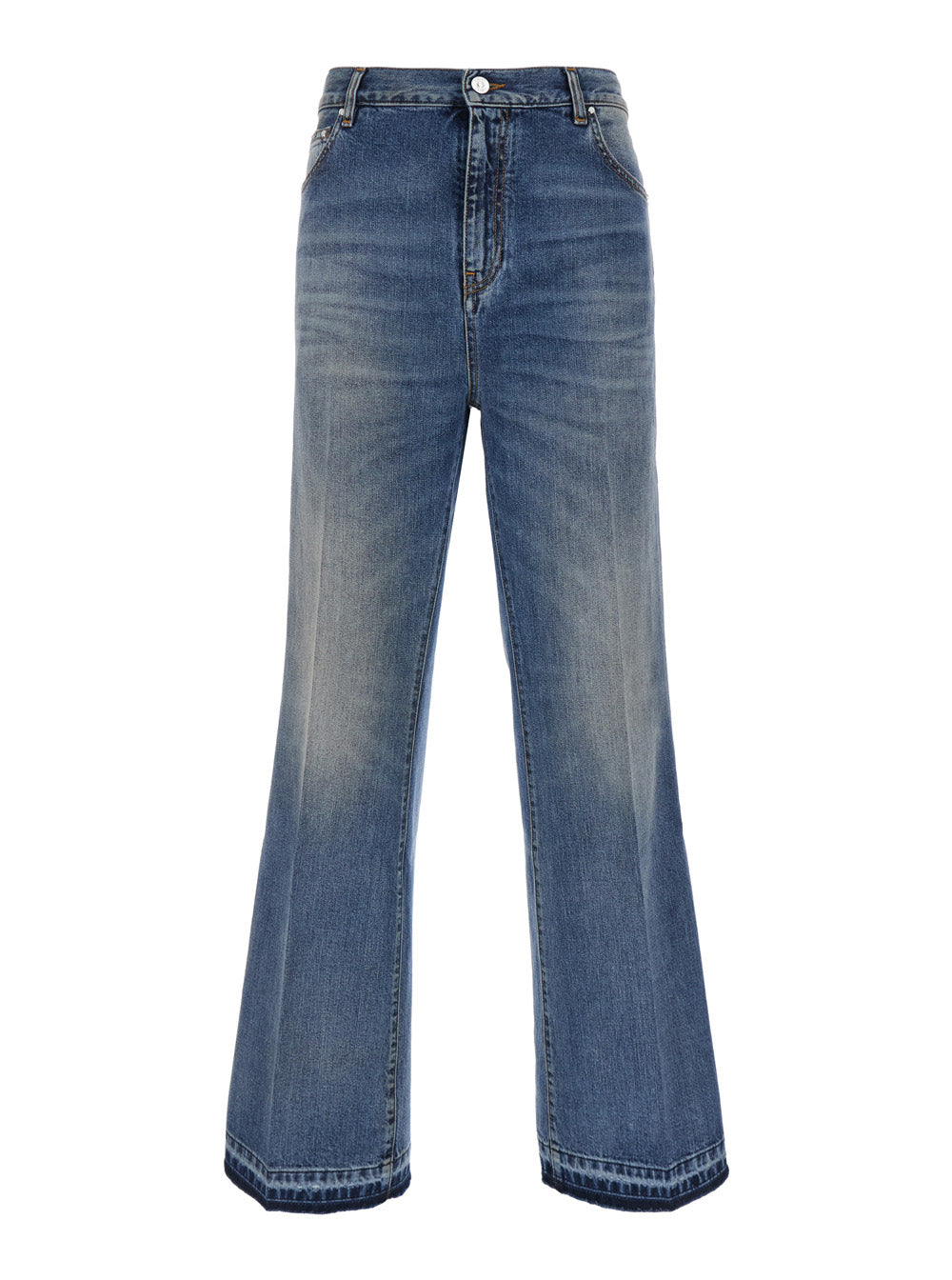 Amiri Men Blue Flare Jeans With Five-Pocket Design And Faded Effect In Denim For Men