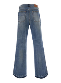 Amiri Men Blue Flare Jeans With Five-Pocket Design And Faded Effect In Denim For Men