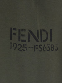 Fendi Women Green Crew Neck T-Shirt With Logo Lettering On The Front In Cotton For Women