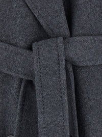 Max Mara Women 'Cadmio' Gray Double-Breasted Coat With Notched Revers And Front Belt In Cashmere Blend For Women